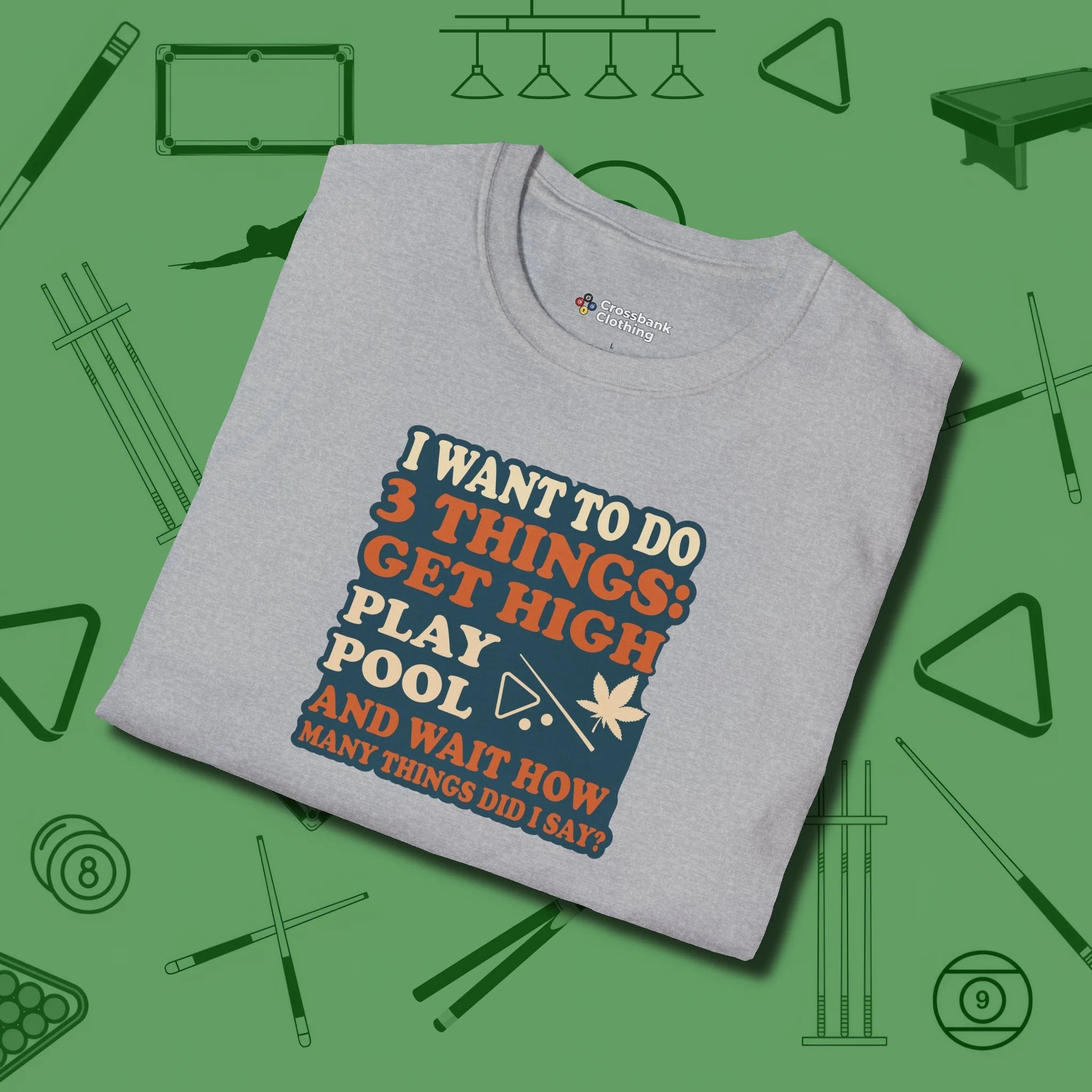 3 Things T-Shirt, folded view, in Sport Grey confidence stitched in every seam