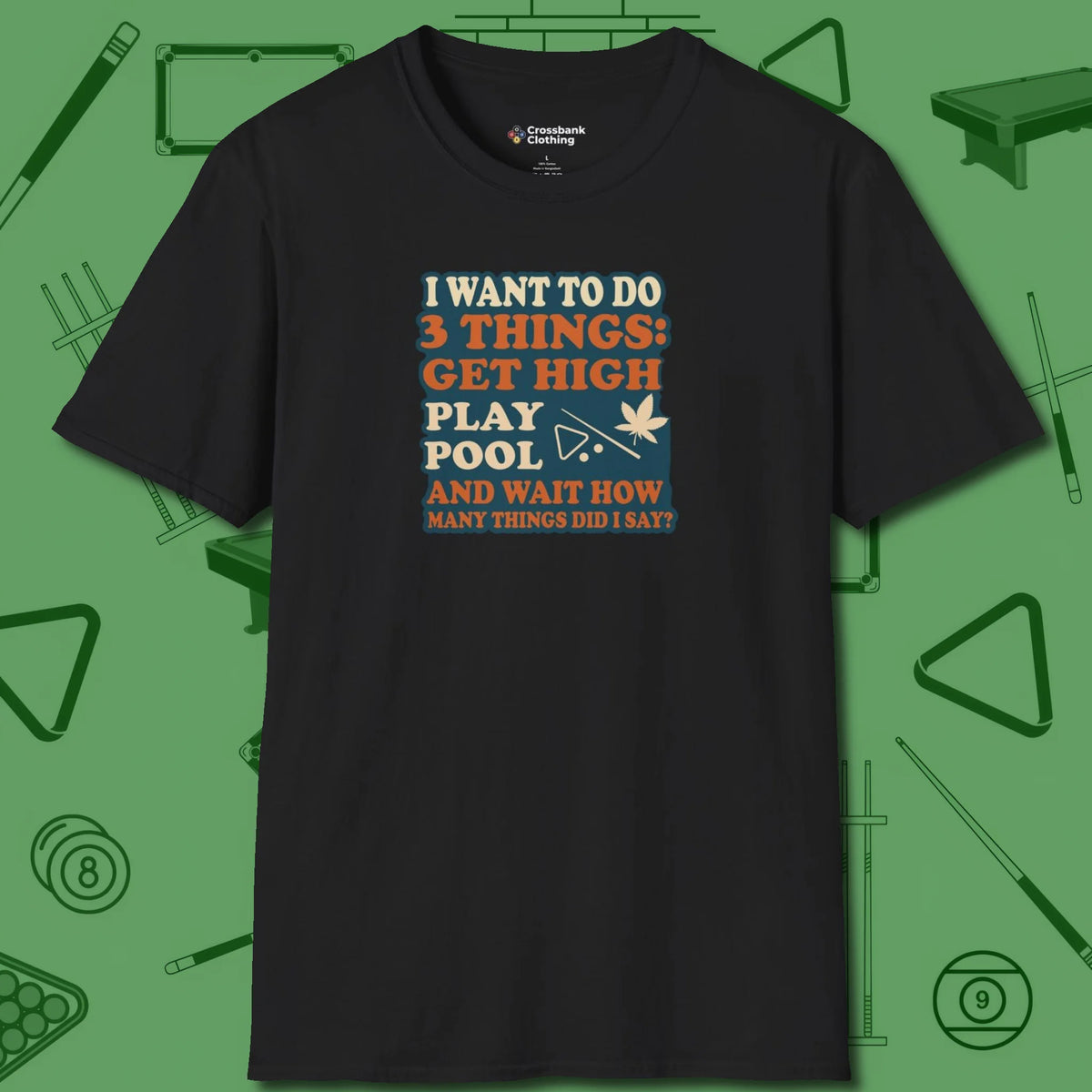 3 Things T-Shirt, front view, in Black for hustlers who keep it honest