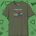 3 Things T-Shirt, front view, in Military Green break, run out, turn heads — repeat