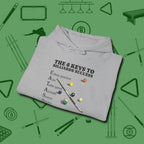 6 Keys to Billiards Success (E.A.T.A.S.S.) Hoodie, folded view, in Sport Grey smart enough for the felt and the street