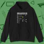 6 Keys to Billiards Success (E.A.T.A.S.S.) Hoodie, front view, in Black dress for the shot you want to take