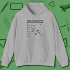 6 Keys to Billiards Success (E.A.T.A.S.S.) Hoodie, front view, in Sport Grey poolroom style with tournament attitude
