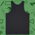 6 Keys to Billiards Success (E.A.T.A.S.S.) Tank Top, in Dark Grey color, pool tank top, back view