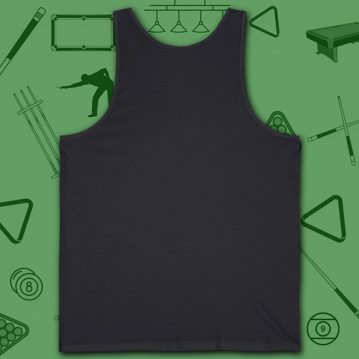 6 Keys to Billiards Success (E.A.T.A.S.S.) Tank Top, in Dark Grey color, pool tank top, back view