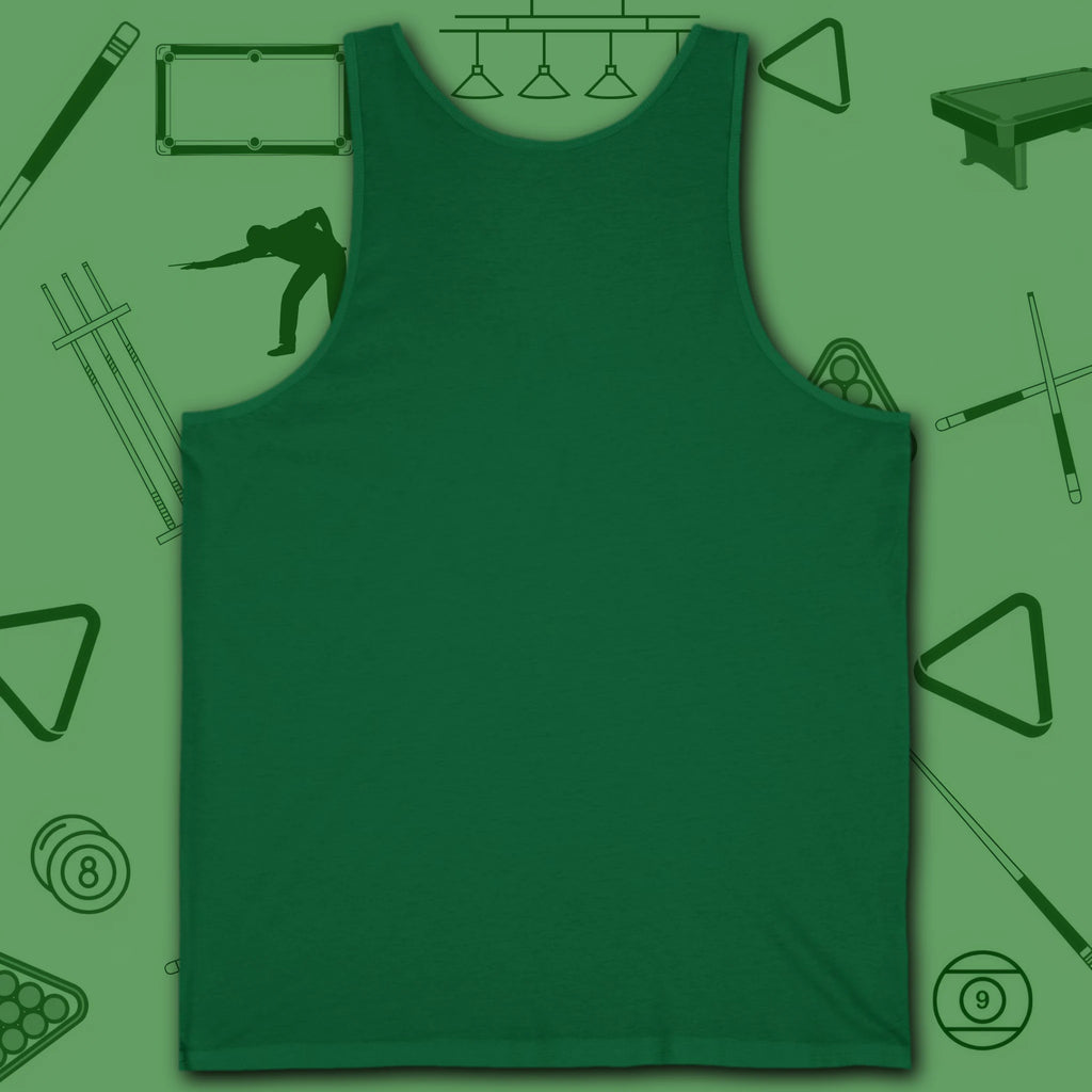 6 Keys to Billiards Success (E.A.T.A.S.S.) Tank Top, in Kelly color, pool tank top, back view