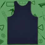 6 Keys to Billiards Success (E.A.T.A.S.S.) Tank Top, in Navy color, pool tank top, back view