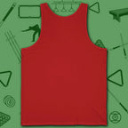 6 Keys to Billiards Success (E.A.T.A.S.S.) Tank Top, in Red color, pool tank top, back view