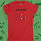 6 Keys to Billiards Success Women's Cut T-Shirt in Red