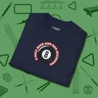 8 Ball Beer and Bad Decisions T-Shirt, folded view, in Navy table-tested, street-approved style