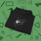 Pool Shark Hoodie, in Black color, billiards shirt, folded view