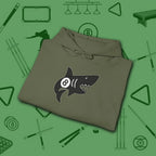 Pool Shark Hoodie, in Military Green color, billiards shirt, folded view