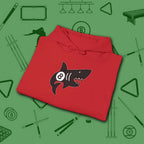Pool Shark Hoodie, in Red color, billiards shirt, folded view