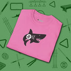 Pool Shark T-Shirt, in Azalea color, billiards shirt, folded view