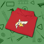 Pool Shark Hoodie, in Red color, billiards shirt, folded view