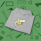 Pool Shark Hoodie, in Sport Grey color, billiards shirt, folded view