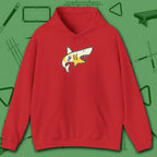 Pool Shark Hoodie, in Red color, billiards shirt, front view