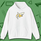Pool Shark Hoodie, in White color, billiards shirt, front view