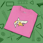 Pool Shark T-Shirt, in Azalea color, billiards shirt, folded view