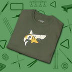 Pool Shark T-Shirt, in Military Green color, billiards shirt, folded view