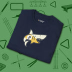 Pool Shark T-Shirt, in Navy color, billiards shirt, folded view