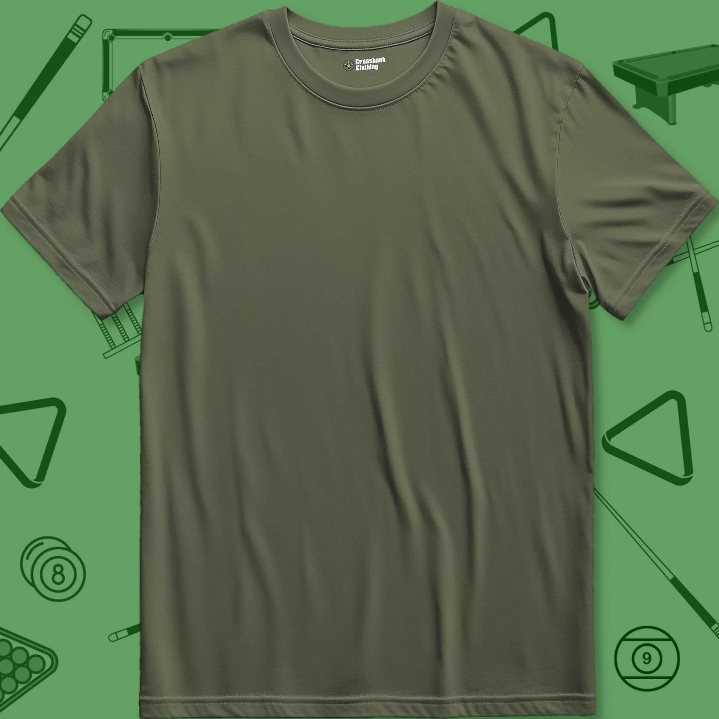 A T-Shirt with billiards-themed design from Crossbank Clothing