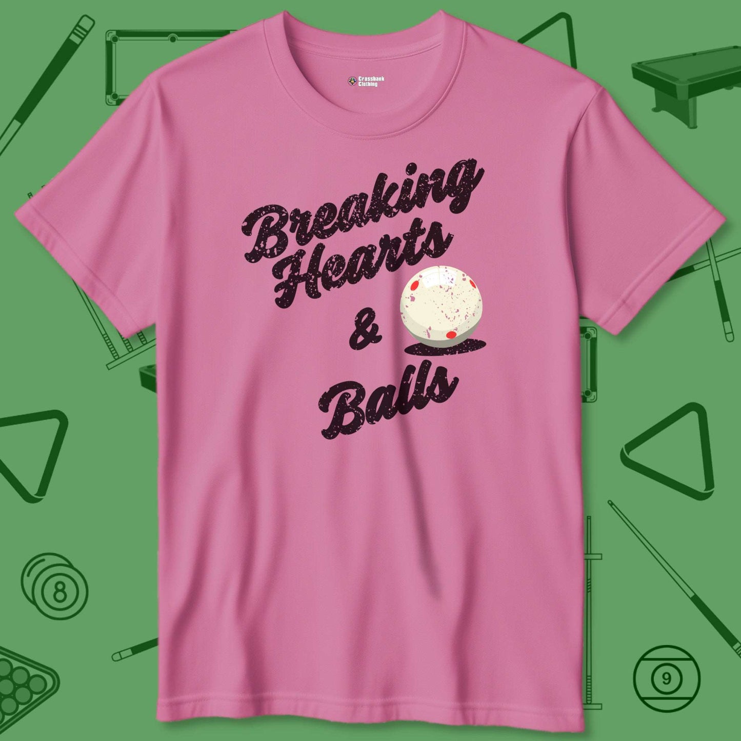 A T-Shirt with billiards-themed design from Crossbank Clothing