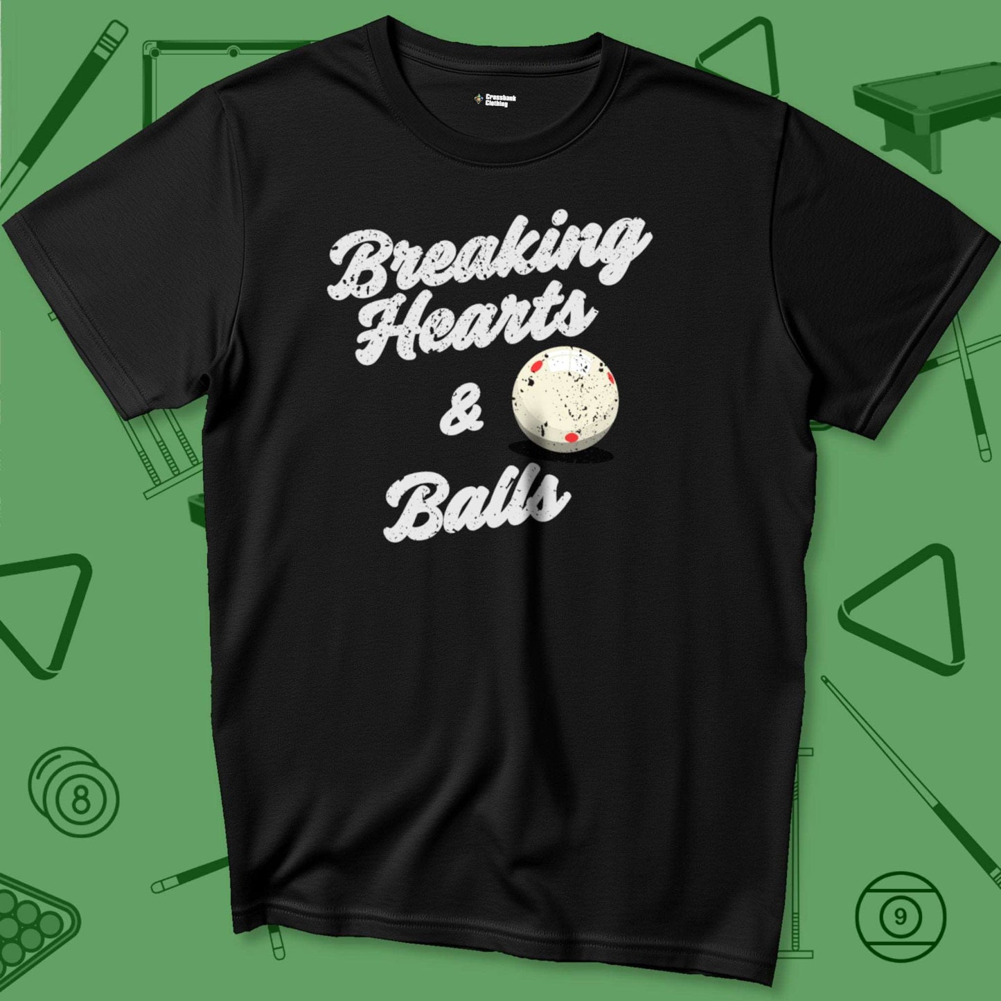 A T-Shirt with billiards-themed design from Crossbank Clothing