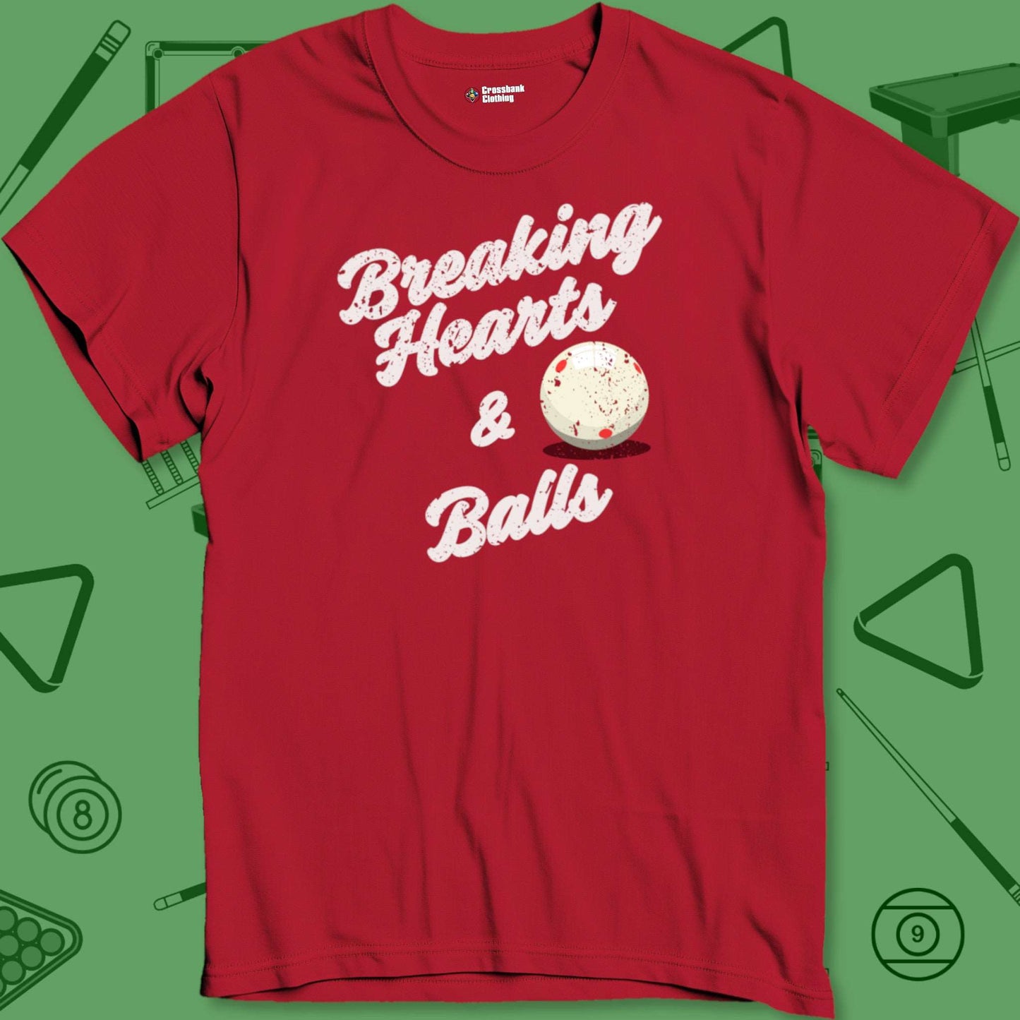 A T-Shirt with billiards-themed design from Crossbank Clothing