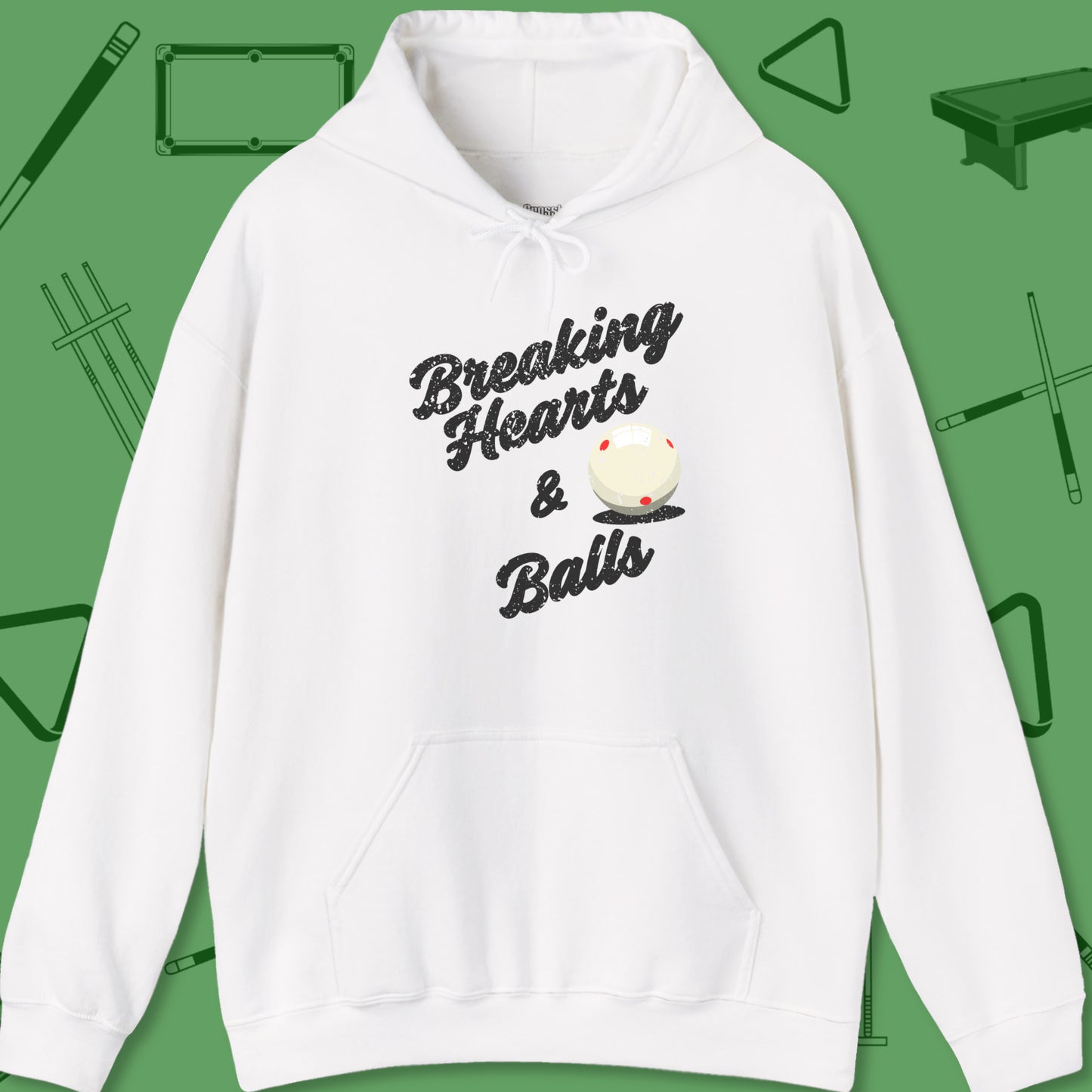 A Hoodie with billiards-themed design from Crossbank Clothing