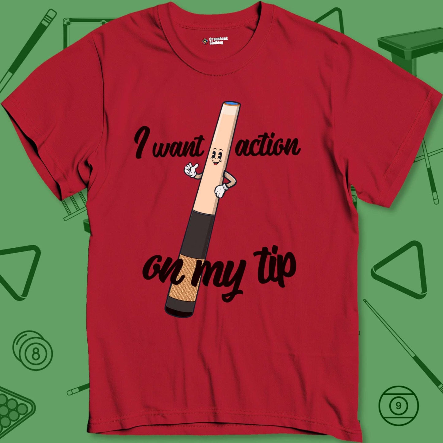 A T-Shirt with billiards-themed design from Crossbank Clothing