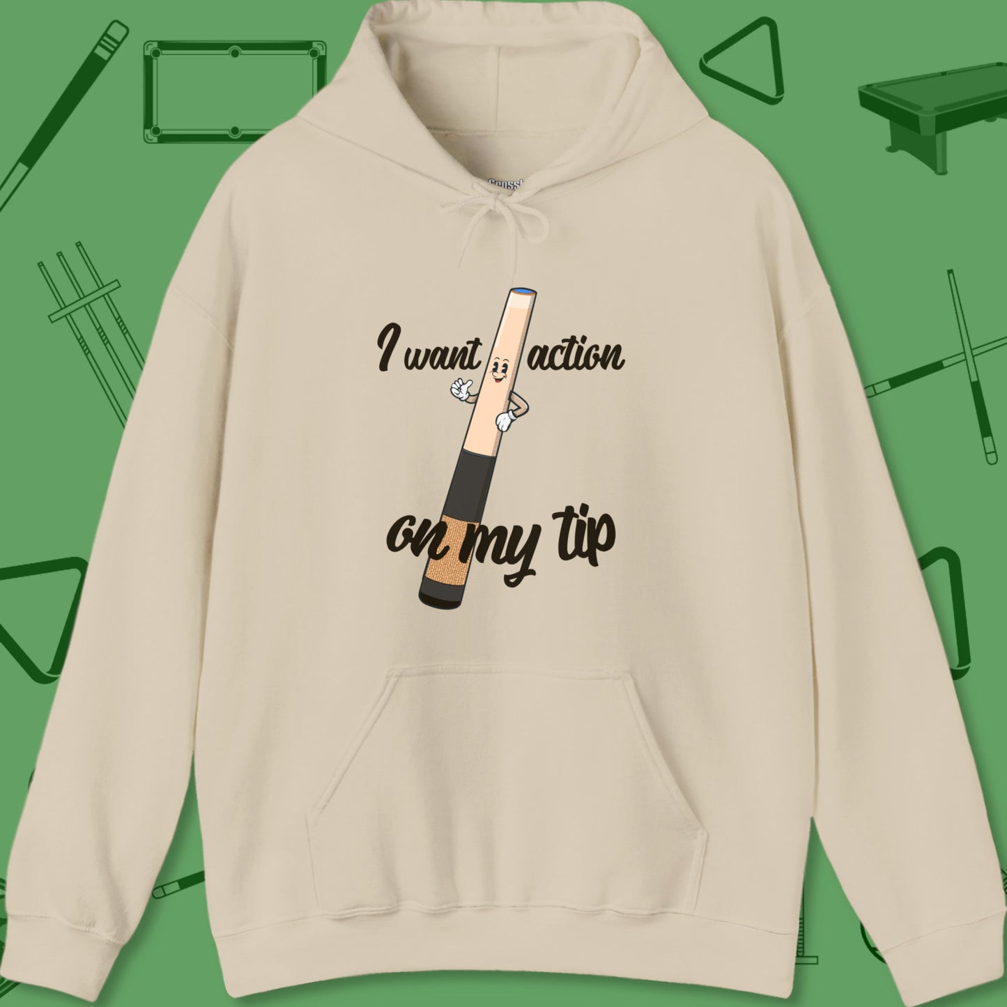 A Hoodie with billiards-themed design from Crossbank Clothing