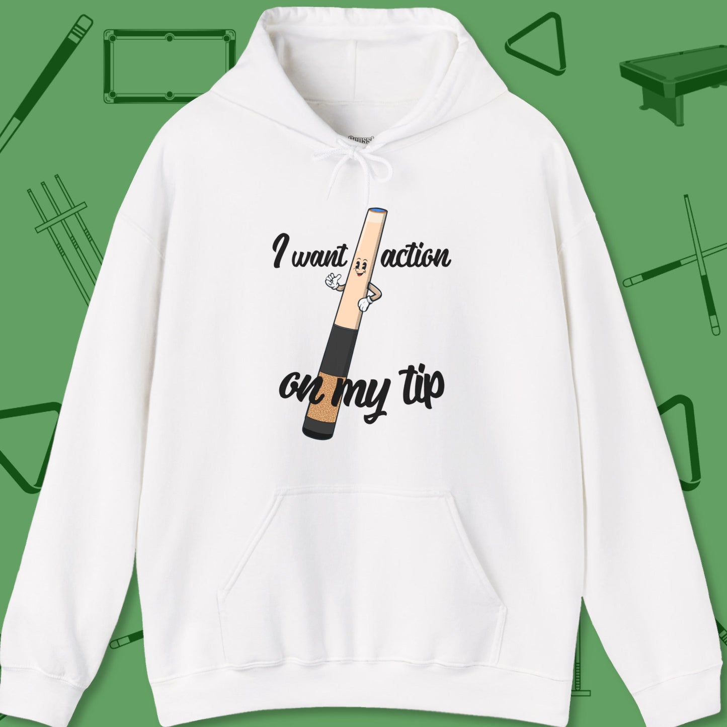 A Hoodie with billiards-themed design from Crossbank Clothing