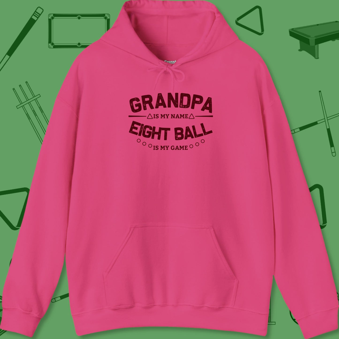 A Hoodie with billiards-themed design from Crossbank Clothing