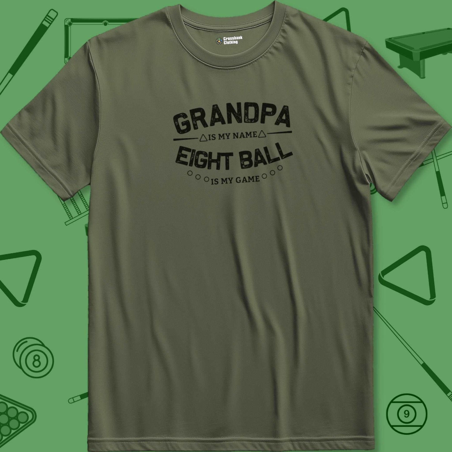 A T-Shirt with billiards-themed design from Crossbank Clothing