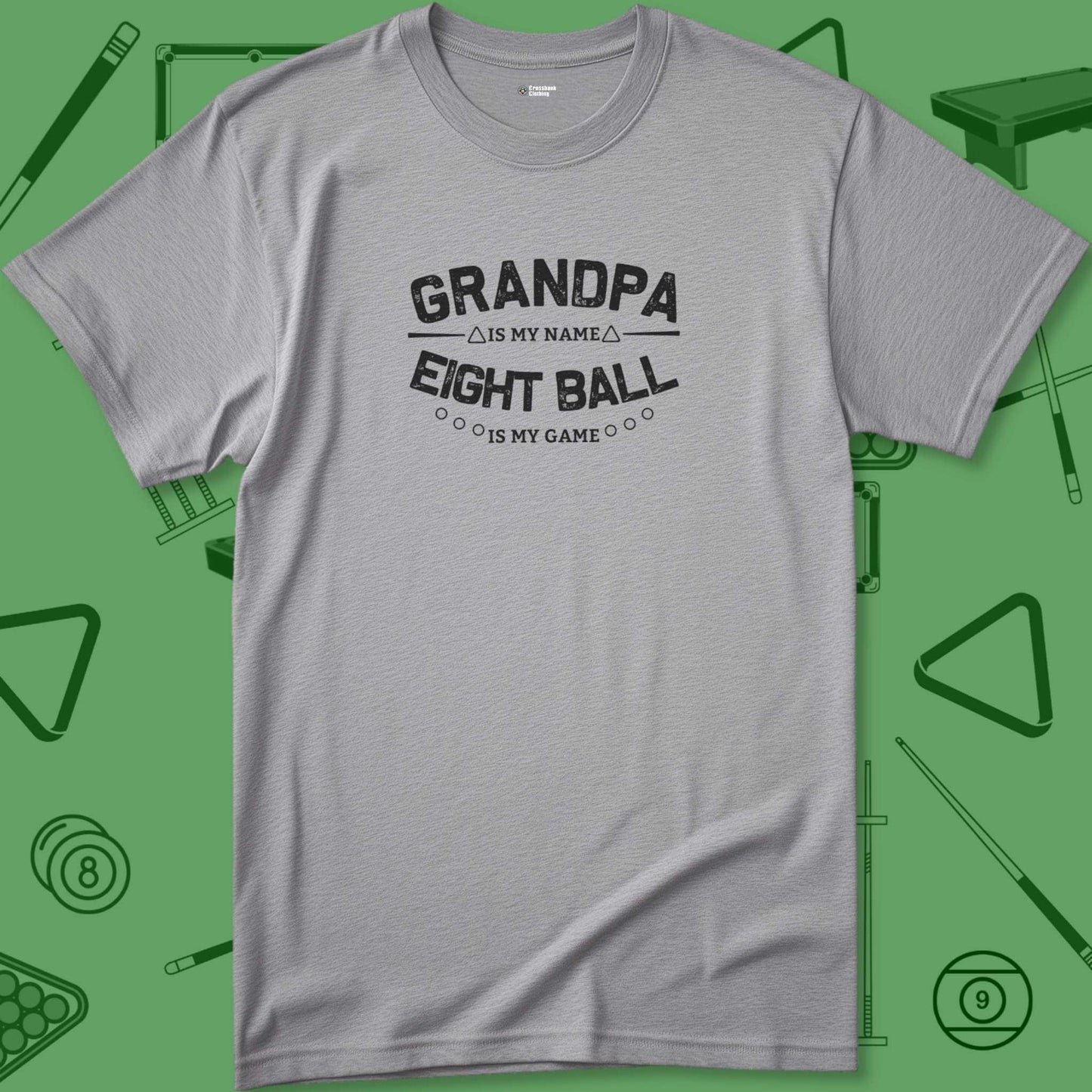 A T-Shirt with billiards-themed design from Crossbank Clothing