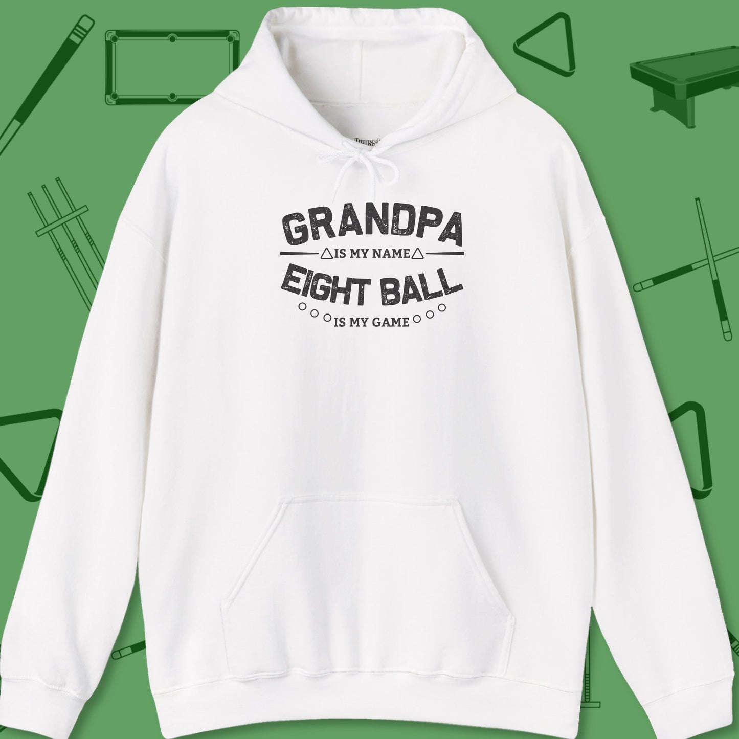 A Hoodie with billiards-themed design from Crossbank Clothing