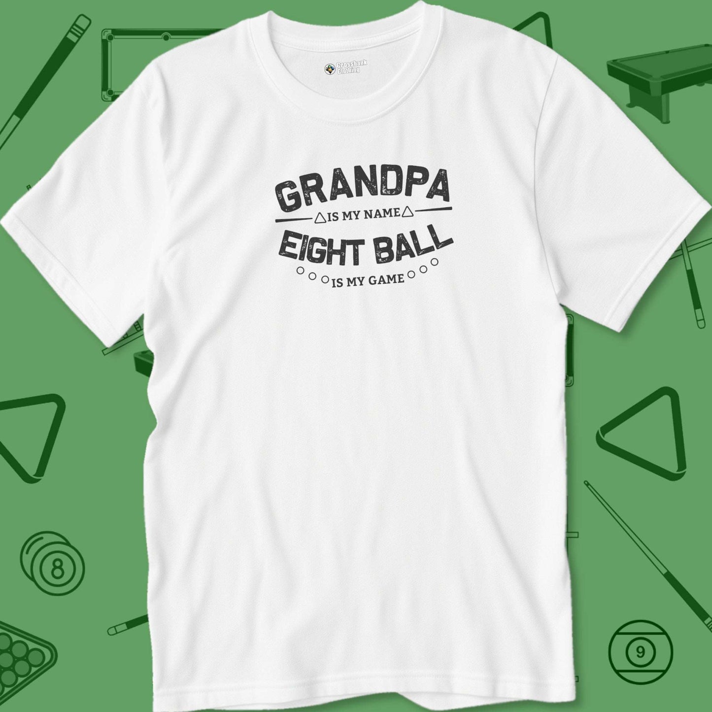 A T-Shirt with billiards-themed design from Crossbank Clothing