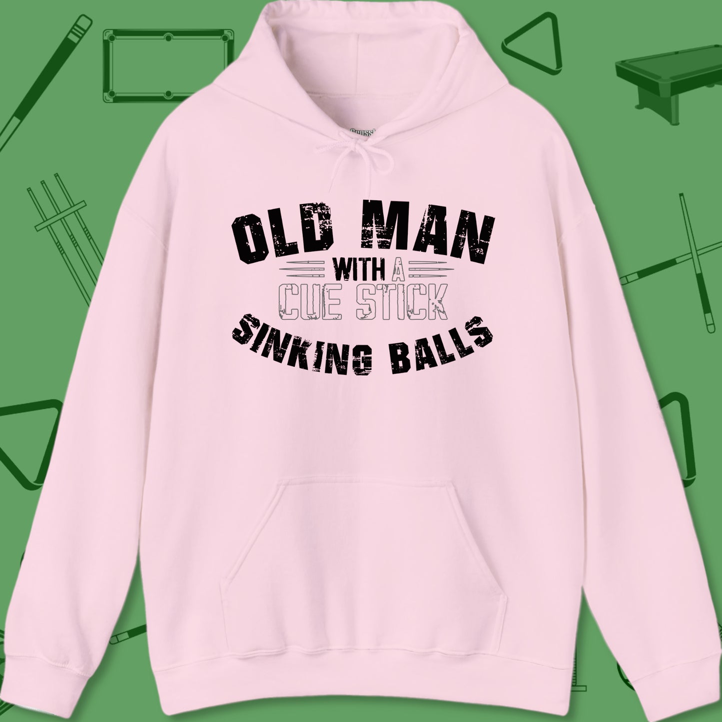 A billiards-themed Hoodie named Old Man Sinking Balls Hoodie by Crossbank Clothing