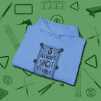 Always A Shot Hoodie, folded view, in Carolina Blue because the table is your battlefield