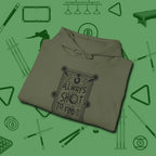 Always A Shot Hoodie, folded view, in Military Green styled to dominate from rack to run-out