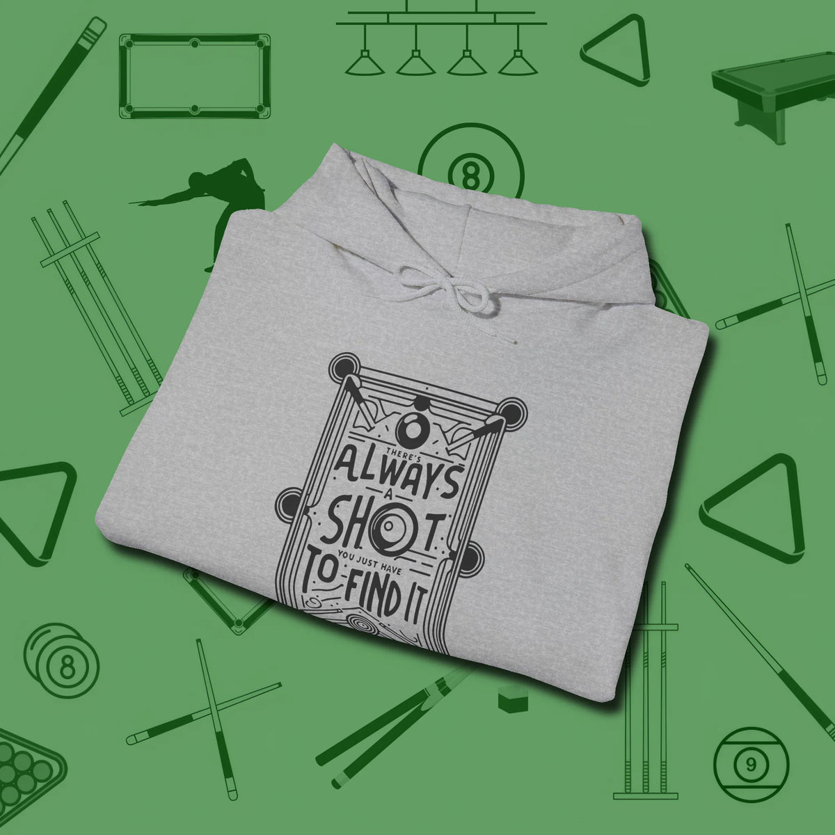 Always A Shot Hoodie, folded view, in Sport Grey the shirt that plays position