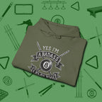 Badass Hoodie, folded view, in Military Green where style and cue discipline collide