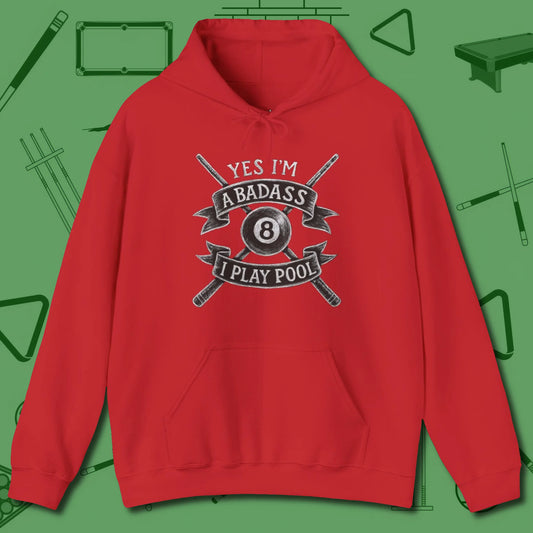 Badass Hoodie, front view, in Red built for bold breaks and quiet confidence