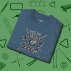 Badass T-Shirt, folded view, in Indigo Blue for hustlers who keep it honest