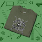 Badass T-Shirt, folded view, in Military Green styled to dominate from rack to run-out