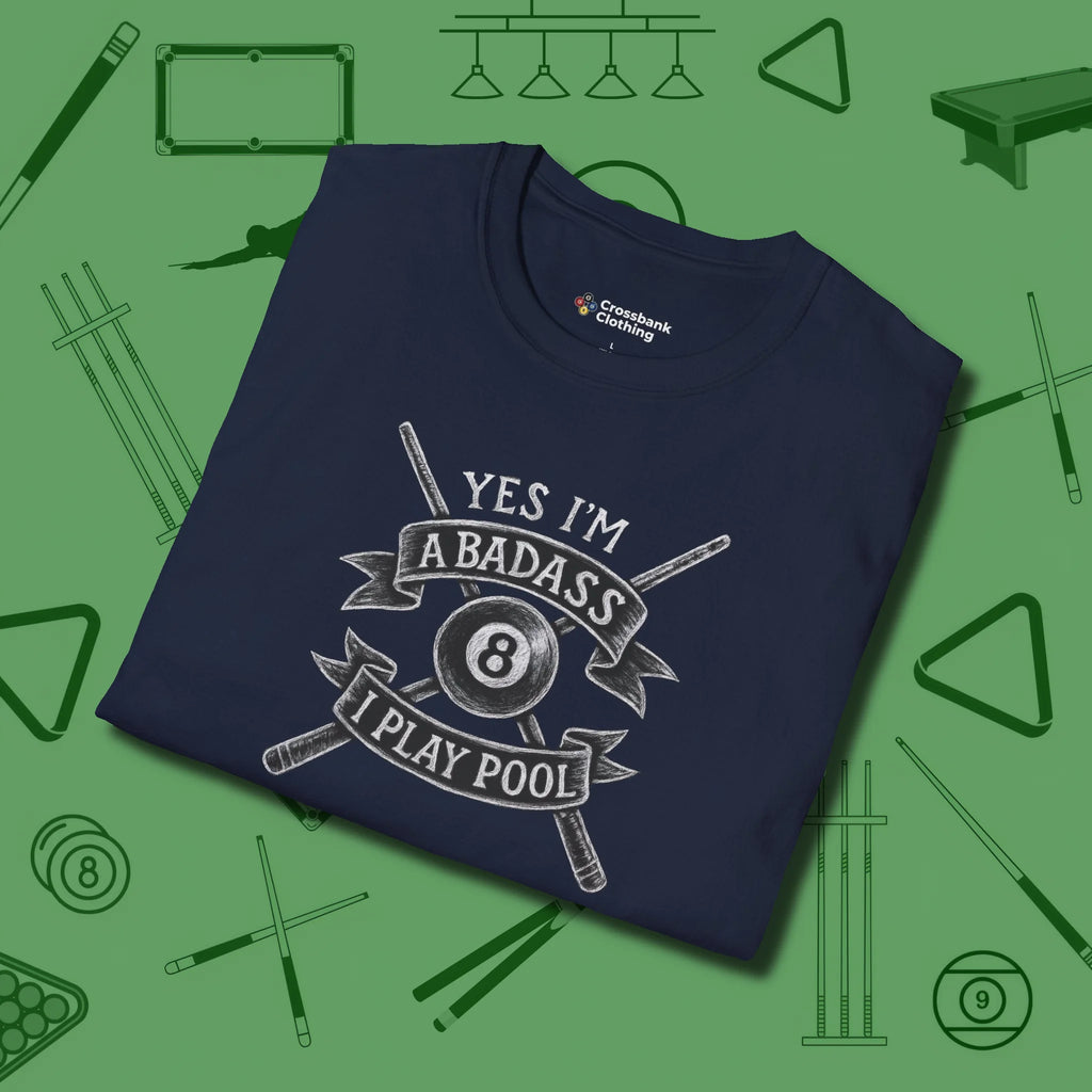 Badass T-Shirt, folded view, in Navy from chalk to clutch, look the part