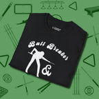 Ball Breaker & Bad Bitch T-Shirt, folded view, in Black an extension of your pool persona