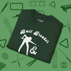 Ball Breaker & Bad Bitch T-Shirt, folded view, in Forest Green from chalk to clutch, look the part