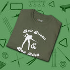 Ball Breaker Bad Bitch T-Shirt, in Military Green color, billiards shirt, folded view