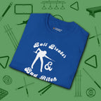 Ball Breaker Bad Bitch T-Shirt, in Royal color, billiards shirt, folded view
